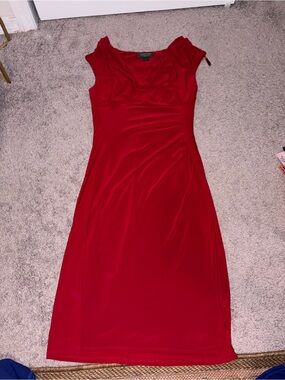 Ralph Lauren Red Cap-Sleeve Maxi Dress